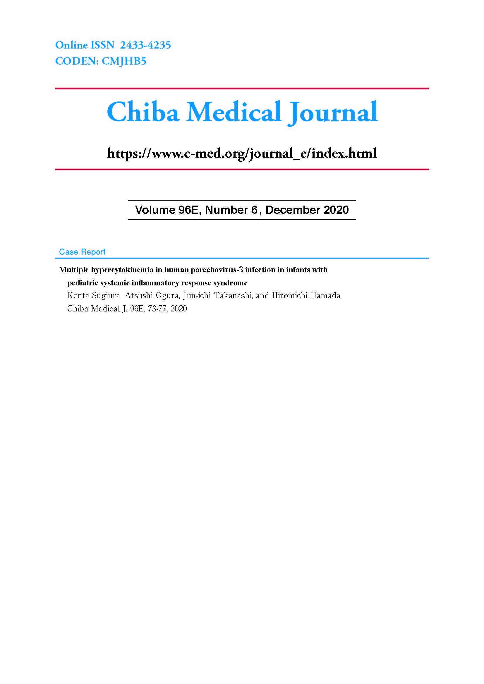 Chiba Medical Journal ; Vol. 96E No. 6