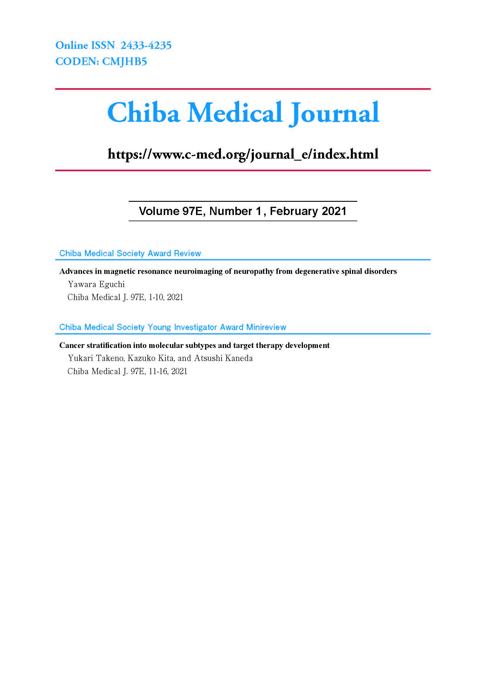 Chiba Medical Journal ; Vol. 97E No. 1