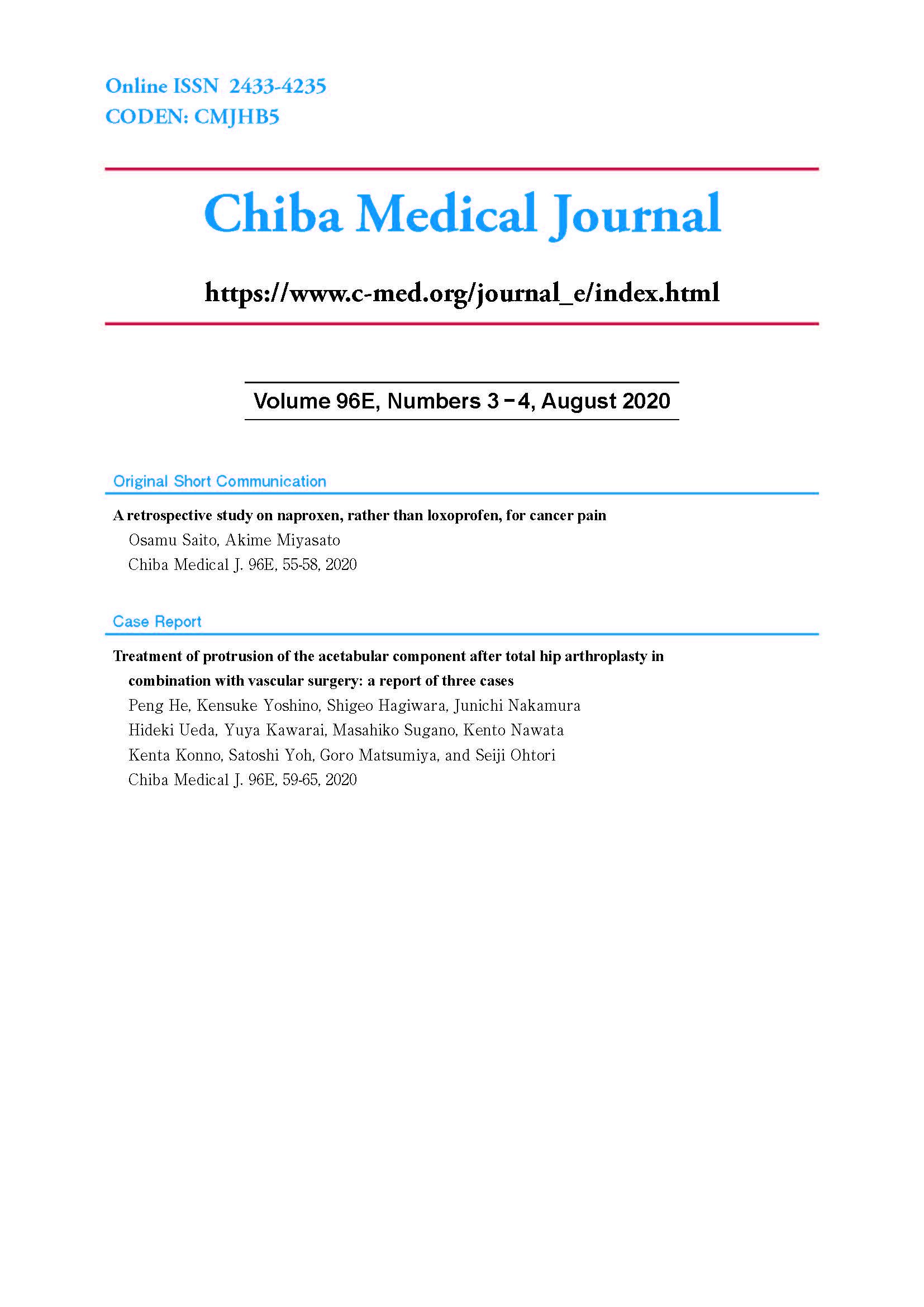 Chiba Medical Journal ; Vol.96E No.3,4