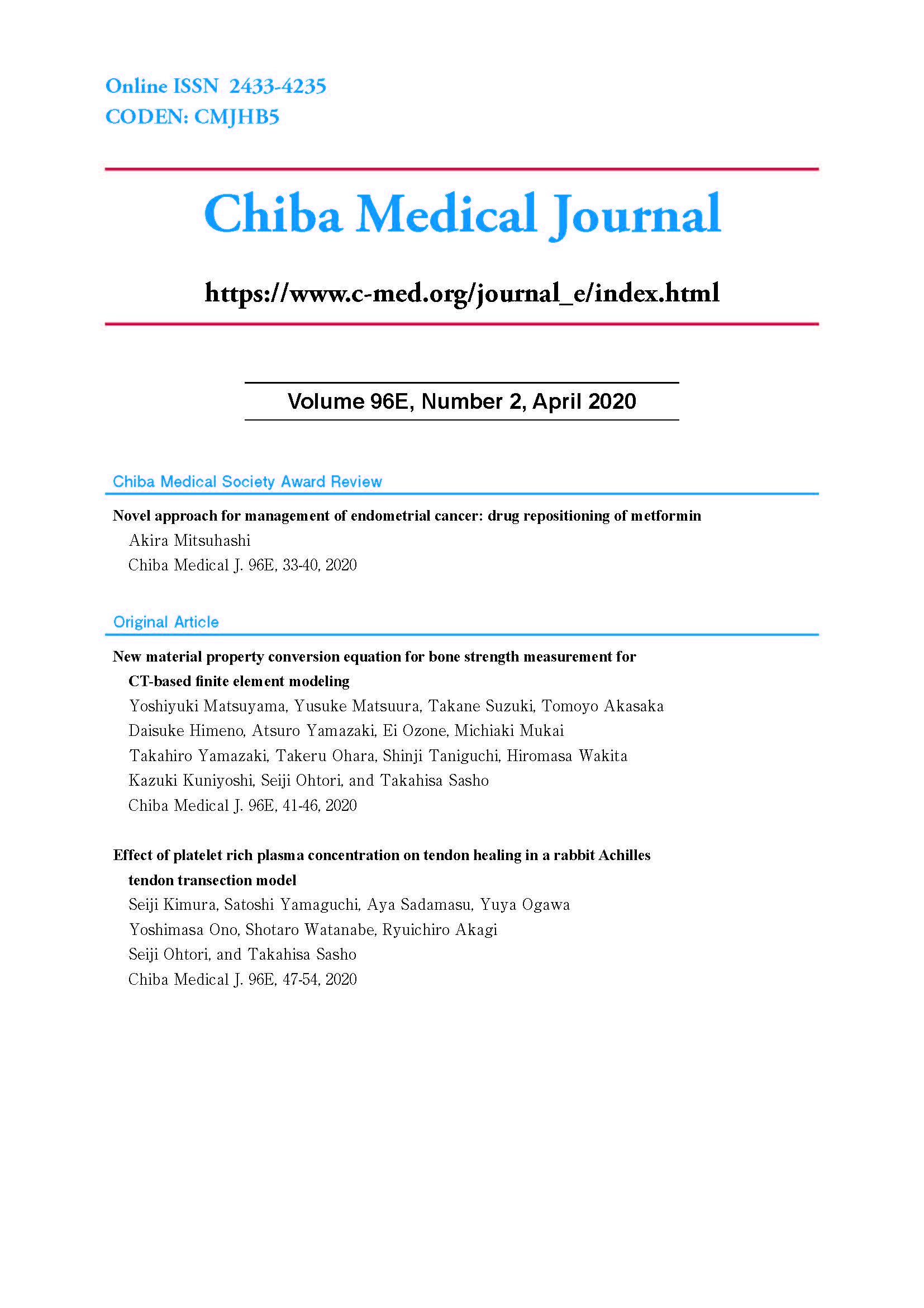 Chiba Medical Journal ; Vol.96E No.2